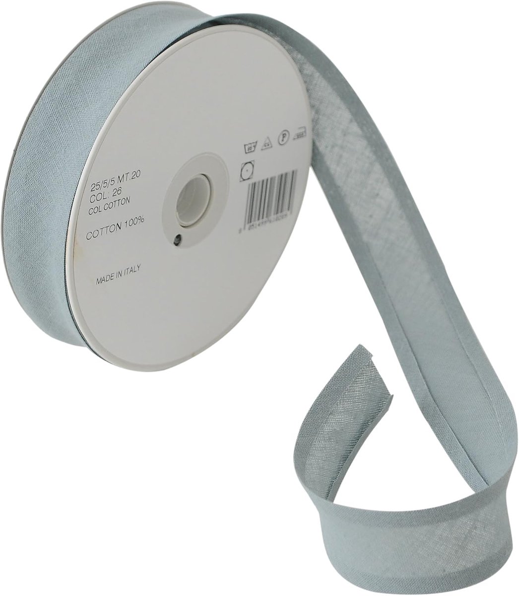 25/5/5 mm katoenen biasband, middengrijs