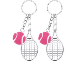 Sleutelhangers van metaal in de vorm van tennisrackets, sport voor rugzakken, cadeau, feest, souvenir, fansport, roze, Roze
