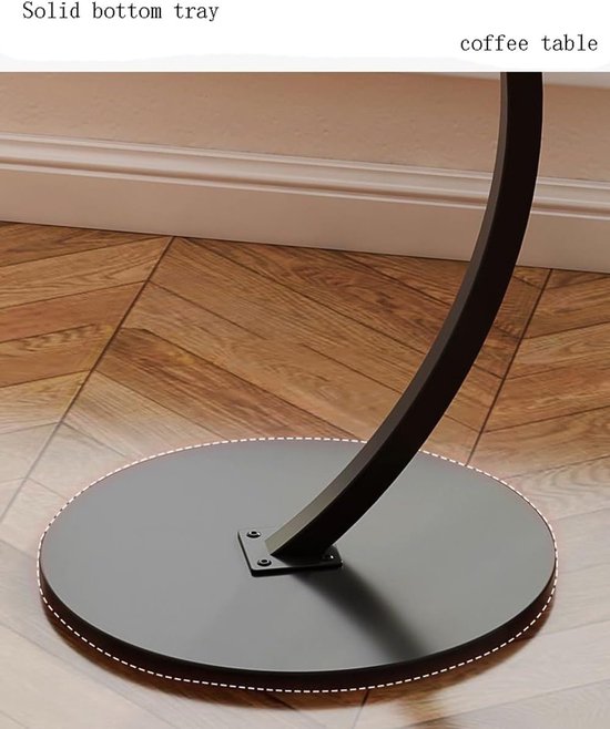 Houten bijzettafel met C-vormige steun, bijzettafel voor woonkamer, kantoor, ronde salontafel, walnoot, tafelblad diameter 40cm, hoogte 60cm, zwart van houten — afbeelding 4