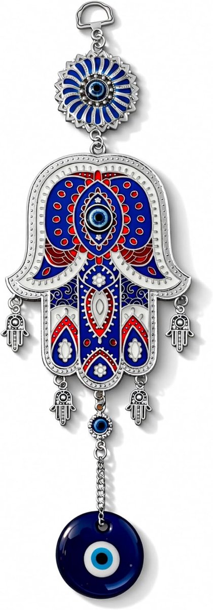 Amulet voor de muur, hanger met boze oog, voor geluk en bescherming thuis, geluksbrenger en bescherming (hand van Fatima groot, groot)