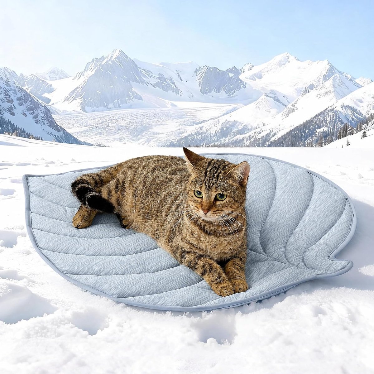 Koelmat voor Honden & Katten 68x58cm, Koeldeken met Bladvormig Weefsel Q-Max>0.4, Zelfkoelende Hondenmat voor Zomer, Waterbestendig Wasbaar, Koelkussen voor Bank Bed Vloer Auto, Blauw