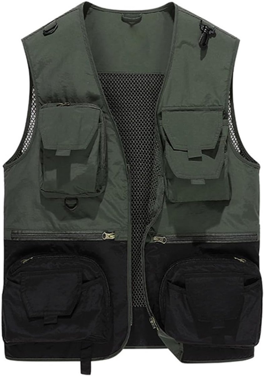 Vissersvest voor heren, outdoor, zomer, werk, safarivest, multi-pocket, jacht, reizen, fotogilet,