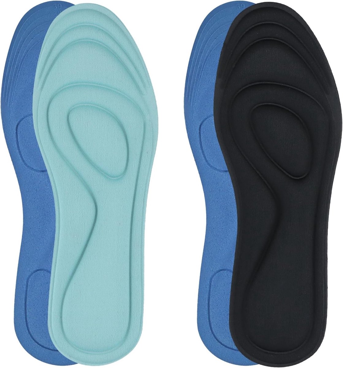 2 paar inlegzolen van traagschuim voor dames, zweetabsorberende comfortabele inlegzolen voor schokdemping en schokdemping, licht en ademend, geurremmende inlegzolen voor sportschoenen en