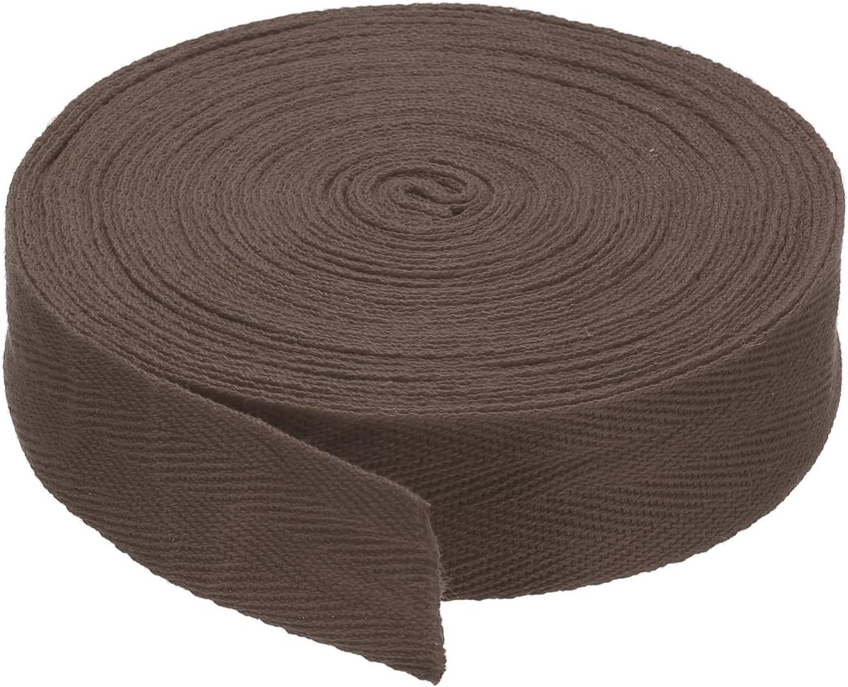 2,5 cm Katoen Twill Tape 10 Yards Katoen Lint Bias Binding Tape Visgraat Webbing Trim Voor Naaien Gift Wrapping Craft DIY Donkerbruin