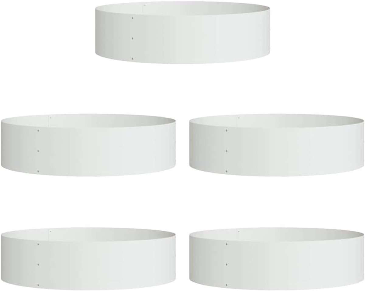 Plantenring, 5 stuks, wit, 80 x 80 x 20 cm | Koudgewalst staal, weerbestendig, eenvoudige montage, voor bomen en planten