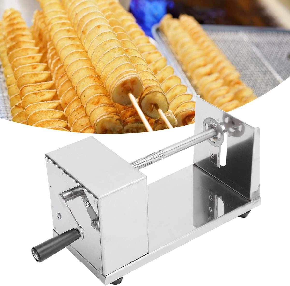Aardappelsnijder, Roestvrij Staal, Handmatige Groentesnijder voor Aardappelen, Fruit, Tornado Chips, Komkommers