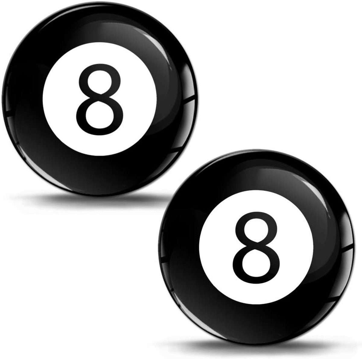 2 x sticker 3D gel siliconen stickers sport spel billard bal zwart biljartbal getal nummer 8 auto motorfiets fiets skate raam deur PC Tablet laptop tuning KS 40