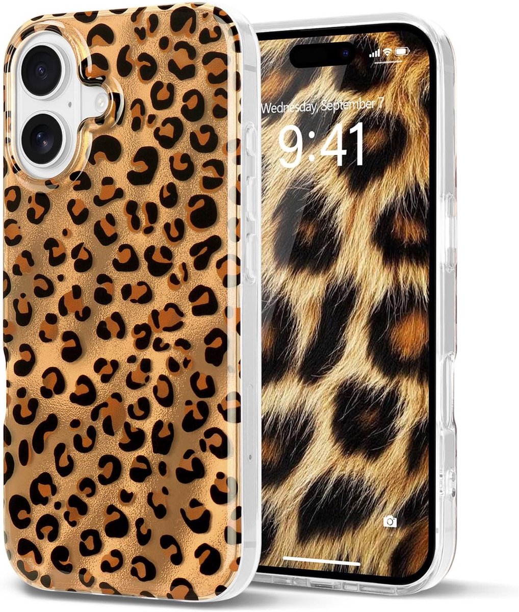 Leopard Telefoonhoesje voor iPhone 17, meisjes, klassiek luipaardpatroon, TPU siliconen, beschermt tegen vallen, camerabescherming, beschermhoes, bumper voor iPhone 17, watergolf, luipaard