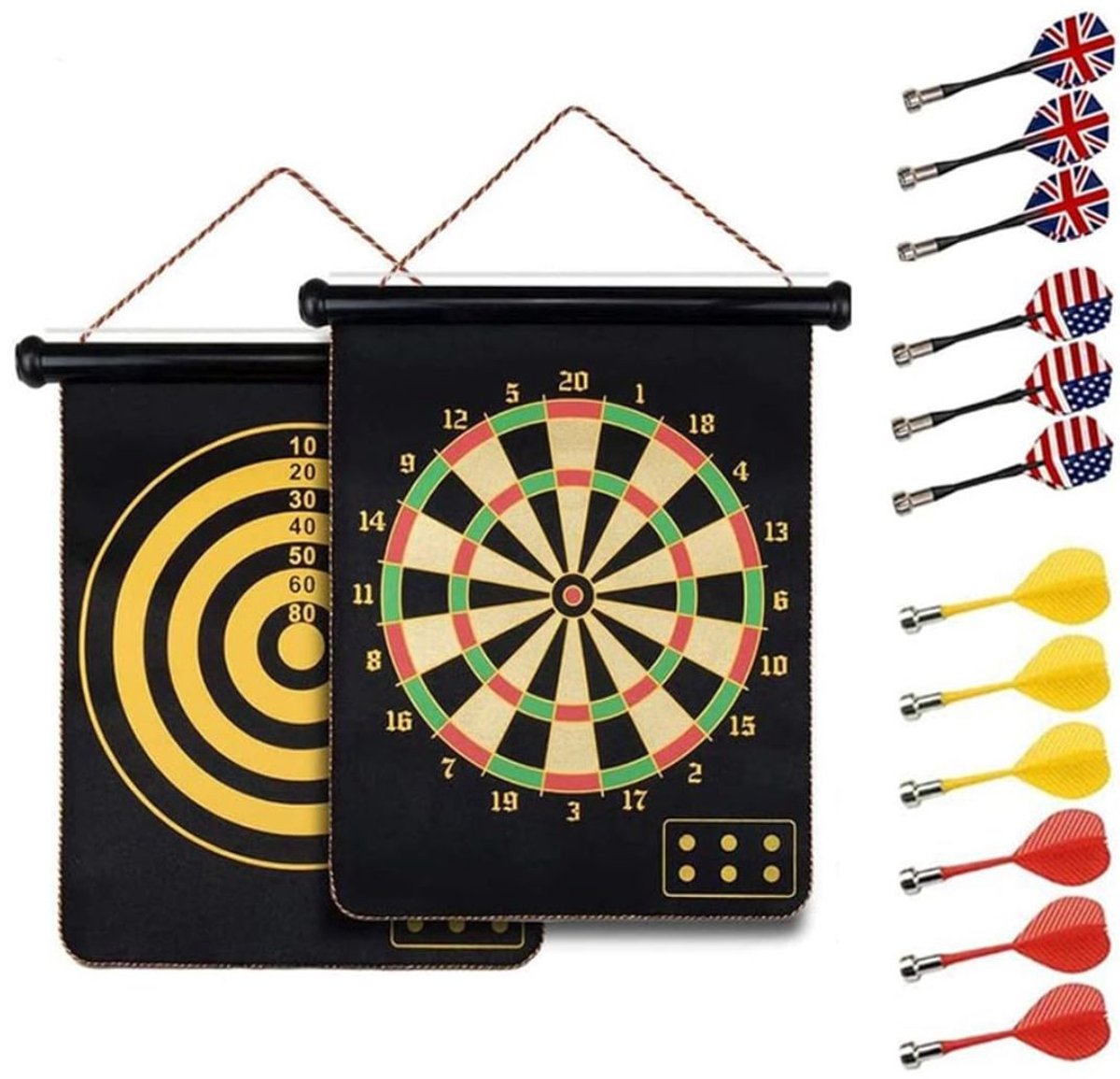 NIVA® Dartbord - Dartbord met Accessoires - Dartbord Set - Zwart - 43cm x 43cm x 43cm