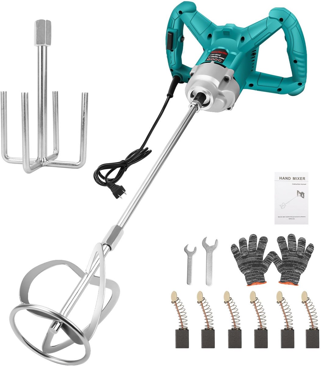 SolidKeus - 3200 W Mortelmixer met 6 Snelheden voor Diverse Mengtoepassingen