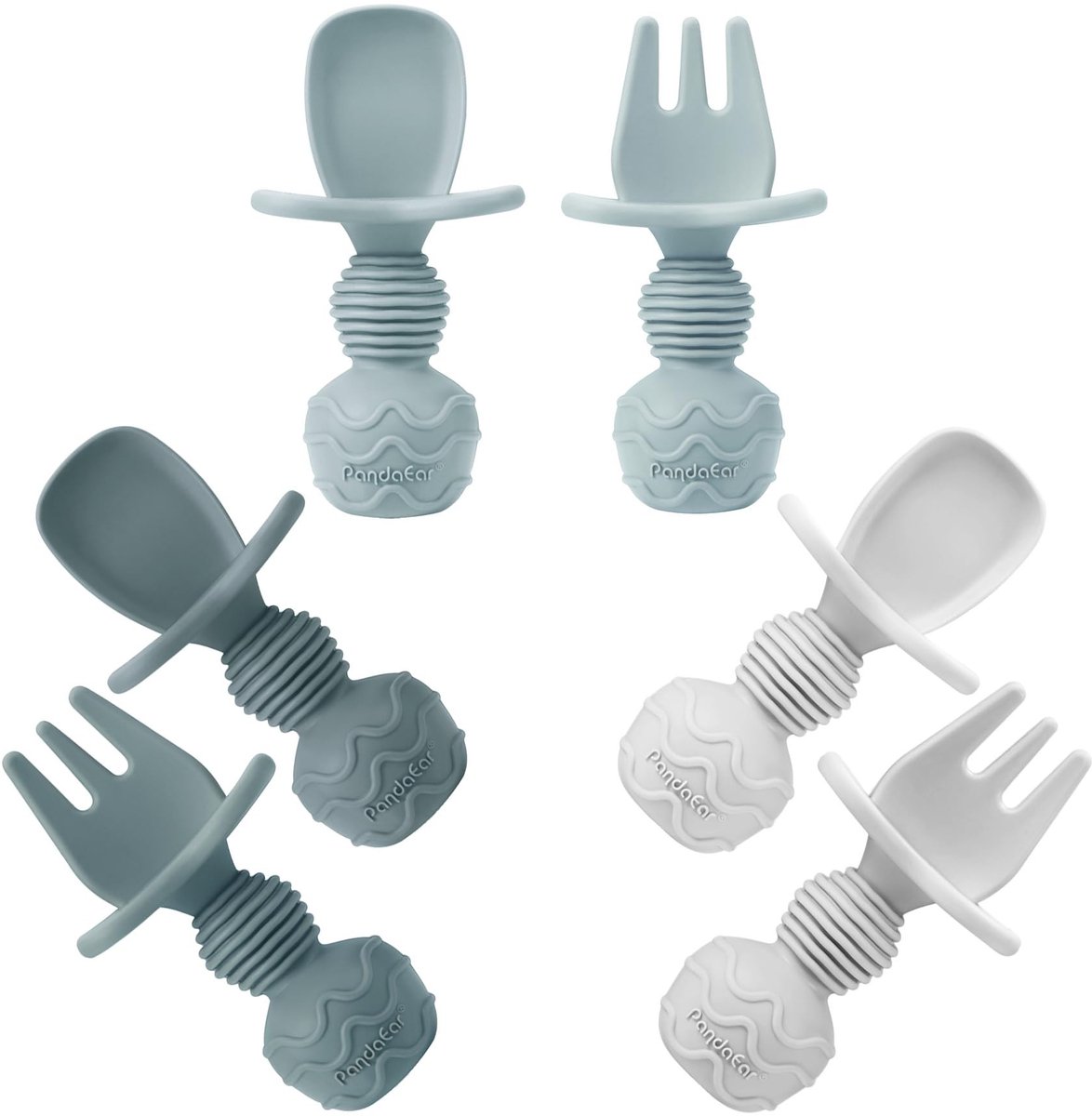 SolidKeus - Set van 6 Siliconen Babylepels en Vorken voor Babyvoeding