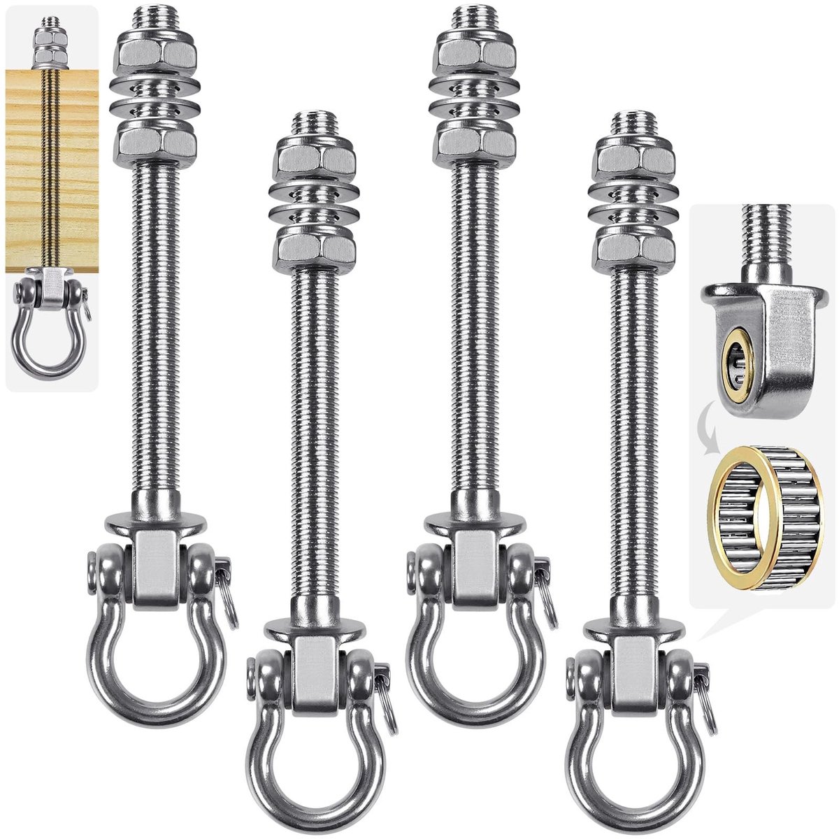 SolidKeus - Set van 4 Swing Beugels met Kogellagers voor Hangende Stoelen