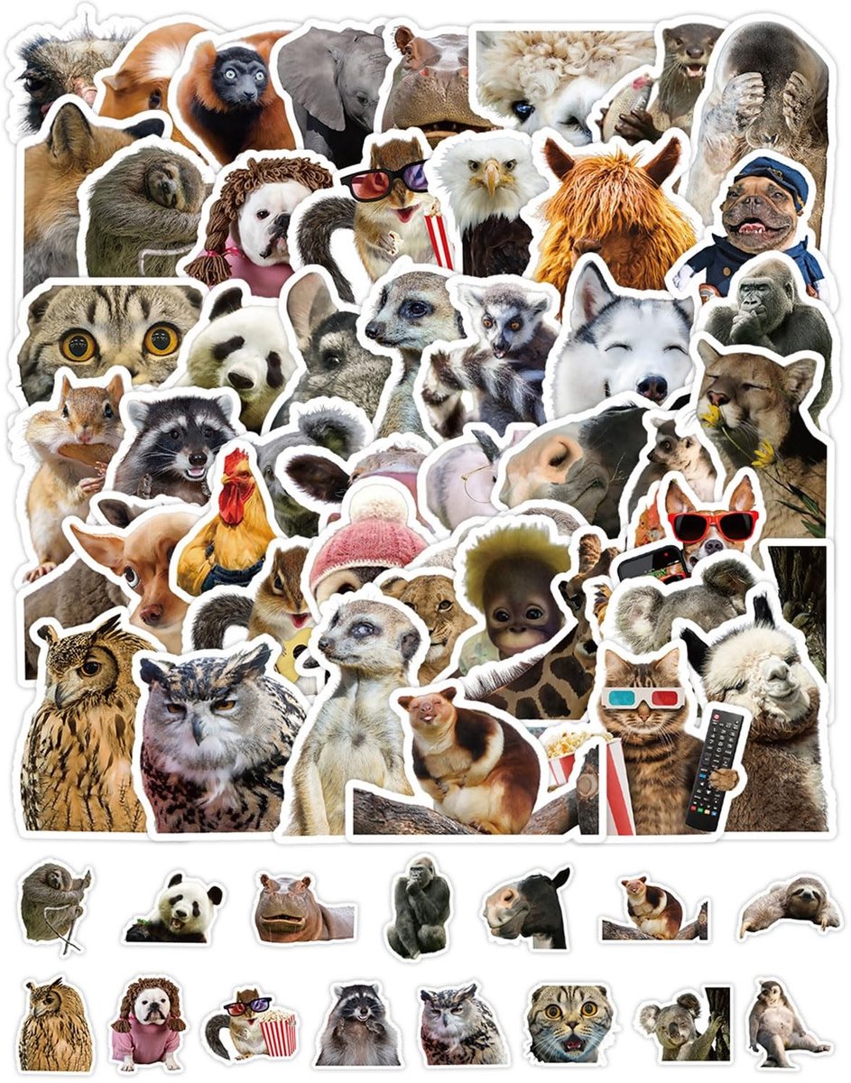 SolidKeus - Set van 50 Waterdichte Dierstickers