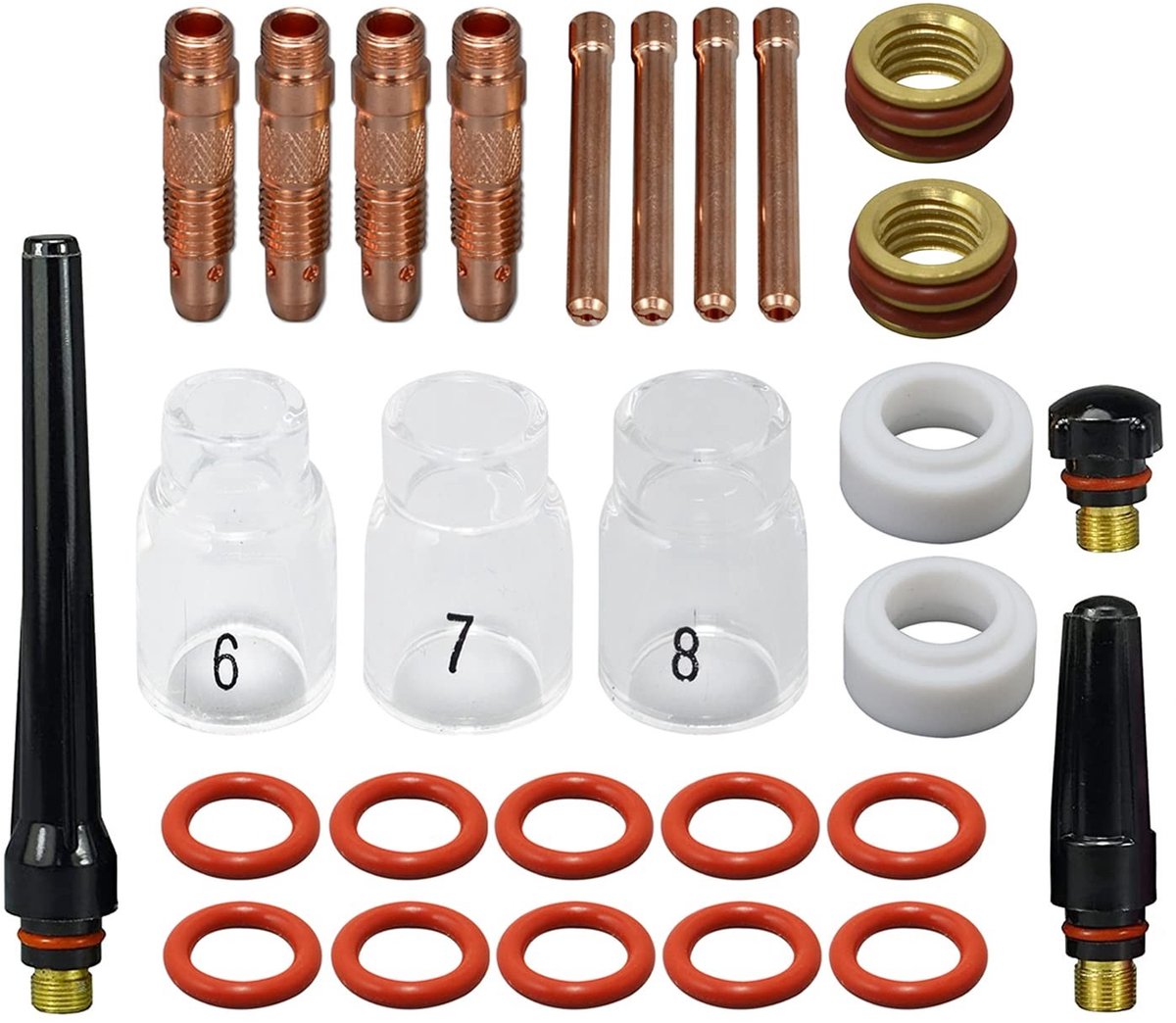 SolidKeus - TIG Collet en Clear Quartz Nozzle Set voor SR WP 17 18 26