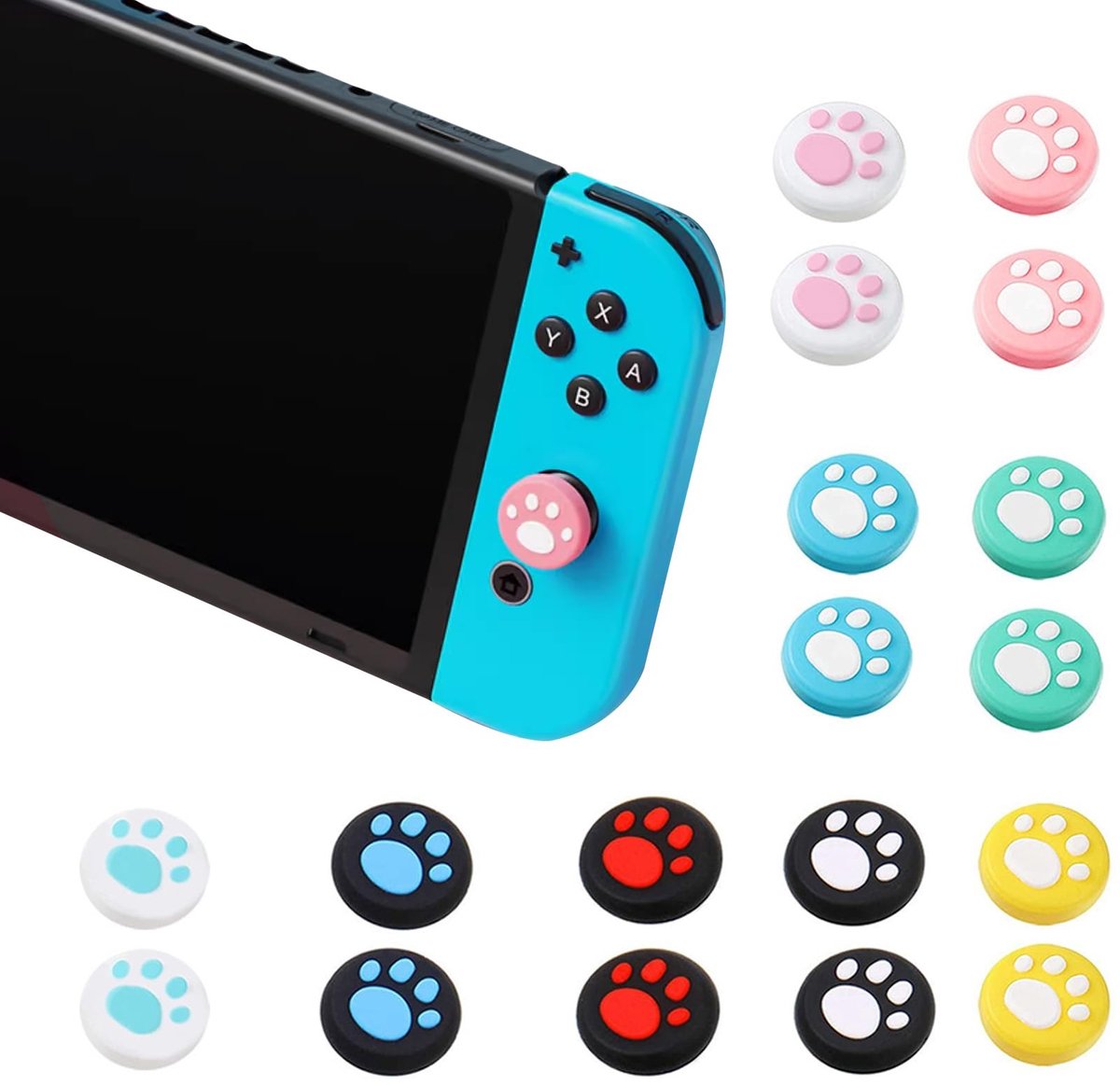 SolidKeus - Set van 18 Siliconen Joystick Doppen voor Switch