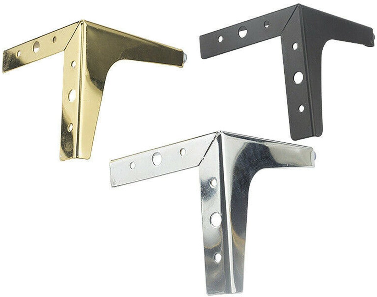 SolidKeus - 4 Stuks Meubelpoten Metalen Driehoek Voeten voor Tafel en Kast 15cm Zilver