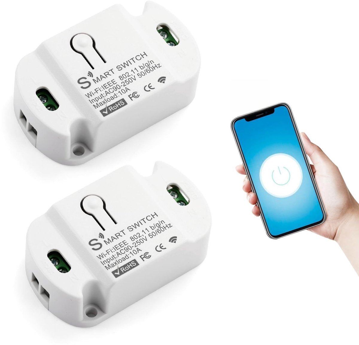 SolidKeus - Set van 2 Wifi Schakelaars voor Slimme Huizen met App en Stemcontrole