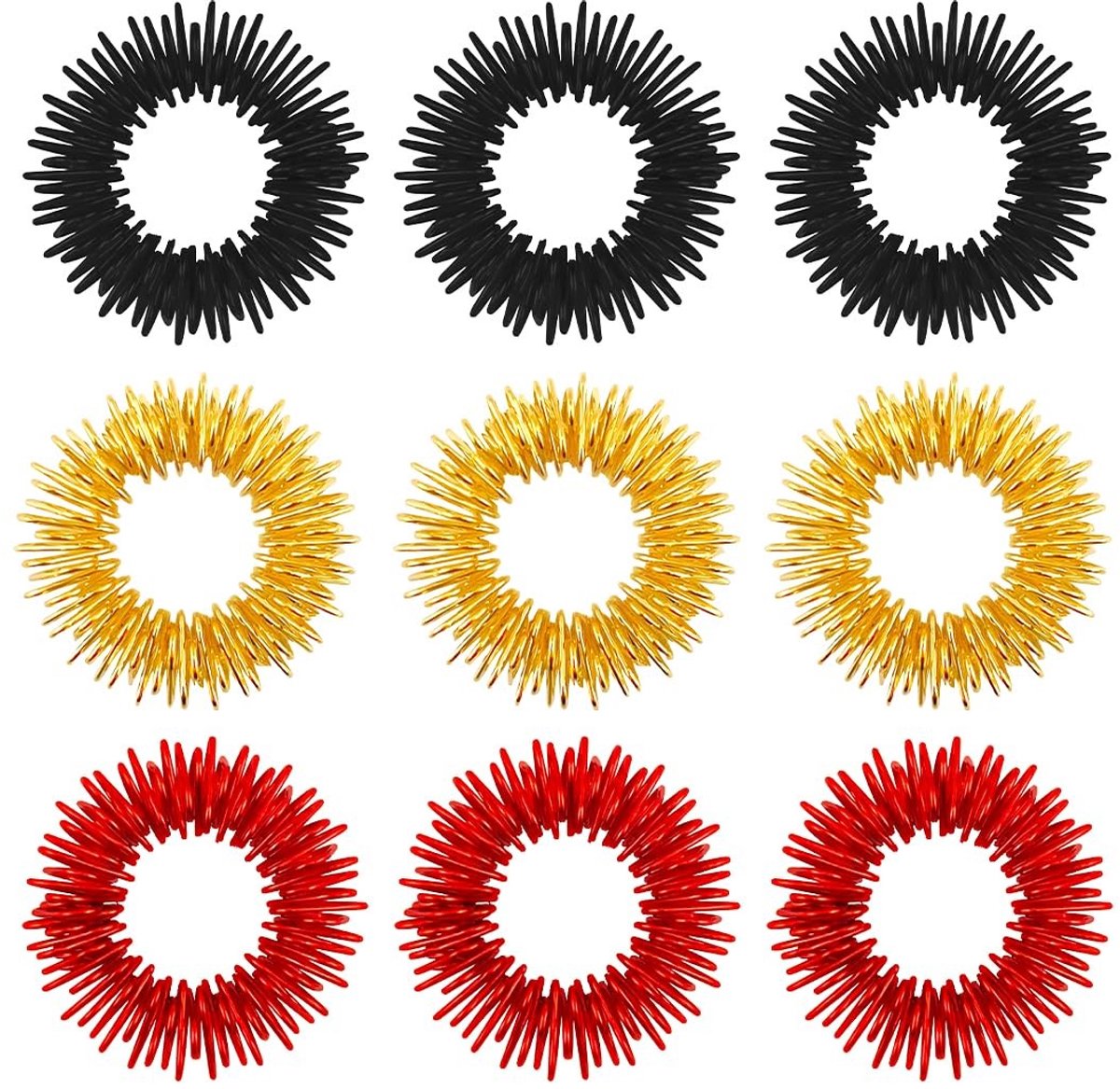 SolidKeus - Set van 9 Acupressuur Ringen voor Ontspanning en Stressverlichting