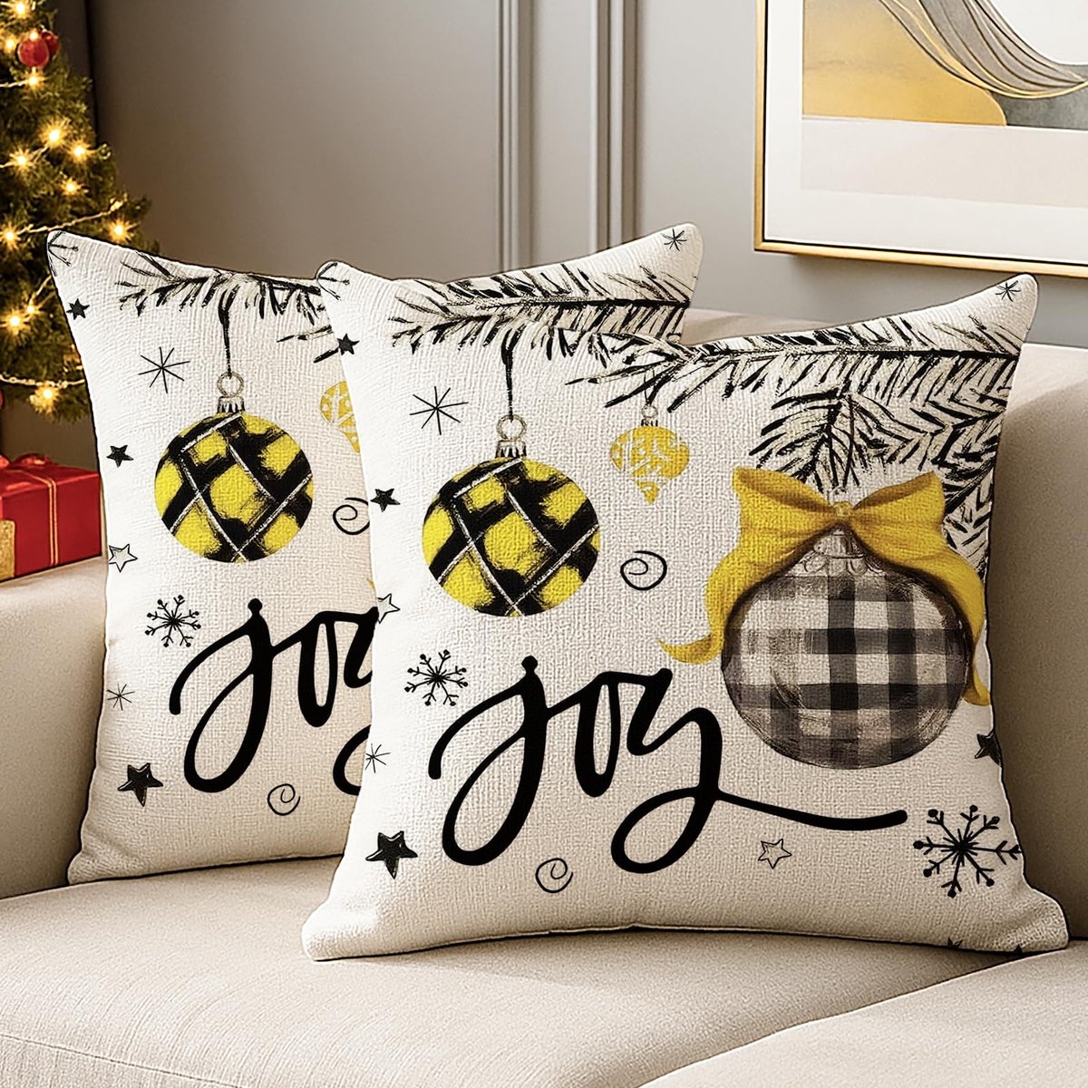 SolidKeus - Set van 2 Kussenhoezen 50 x 50 cm met Kerstthema voor de Feestdagen
