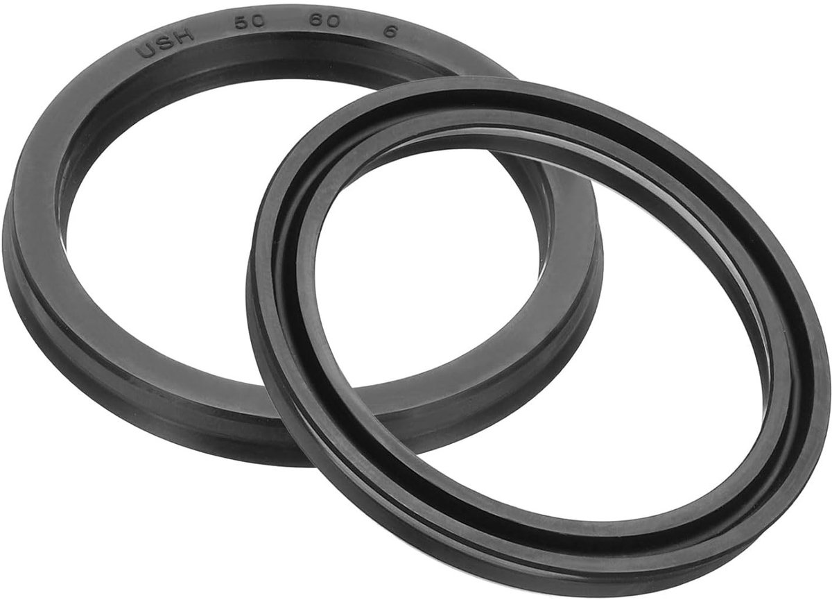 Oil Seal 50 x 60 x 6 mm - Set van 2 Nitril Rubber Lipseals voor Motoren, Radiale Asafdichtingen en Afvoerschroeven, Zwart