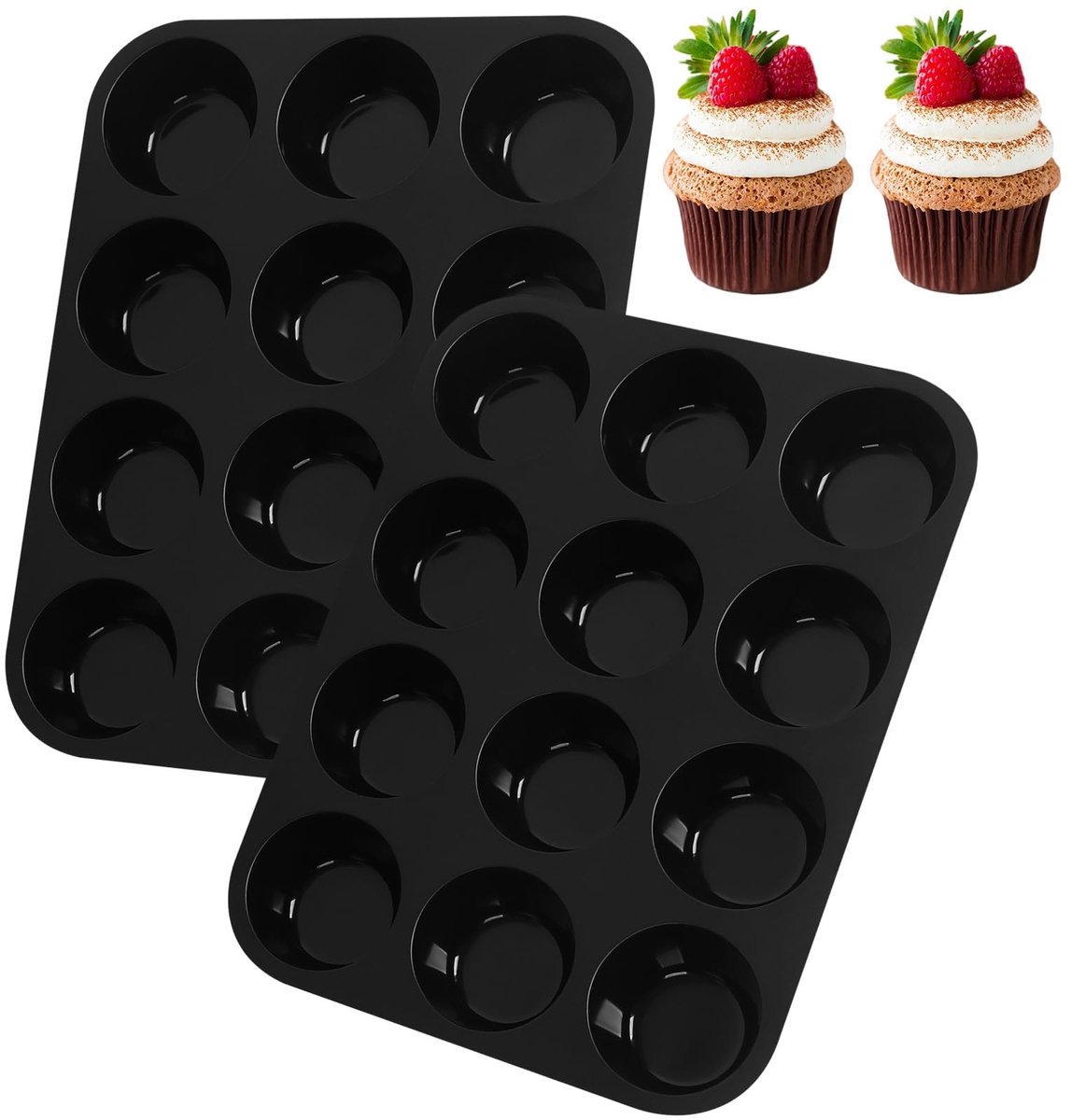 SolidKeus - Silicone Muffinvorm voor 12 Muffins, Temperatuurbestendig