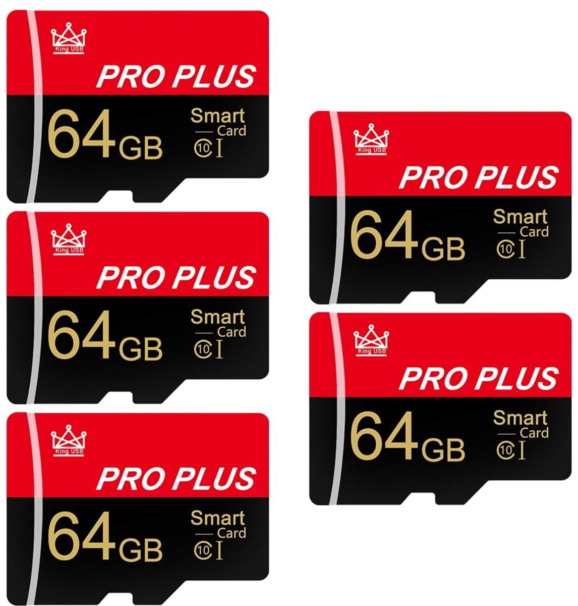 Omgoods - 5 Stuks 64GB Geheugenkaart met Adapter voor Diverse Apparaten