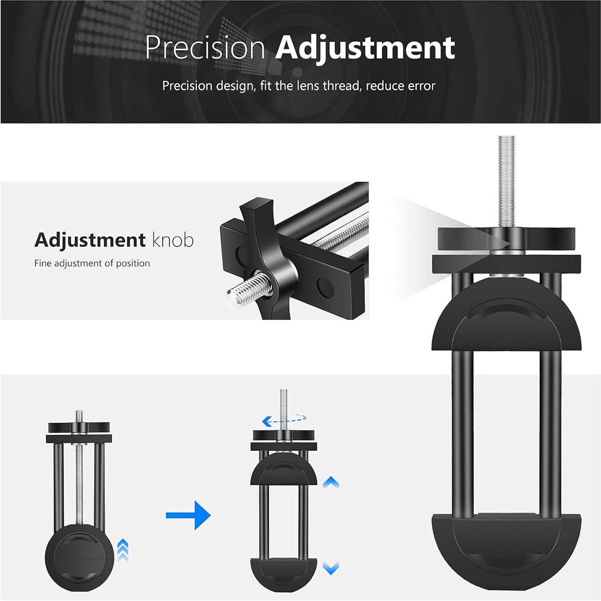 LISM-Reparatiegereedschap Geschikt voor cameralensklemmen en filters, met een verstelbereik van 27 mm tot 130 mm.