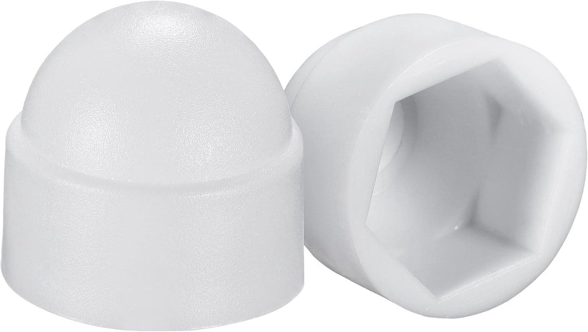 Sourcing map 25 stuks beschermdoppen voor moeren van kunststof M10 / 17 mm zeskantschroeven afdekking wit