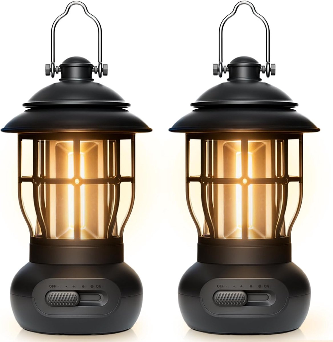 Draagbaar, 2 stuks campinglamp, helderheidsdimbaar, campinglicht, campinglantaarn, werkt op batterijen, voor camping, tent, wandelen, outdoor, nachtvissen, tuin, nooduitval