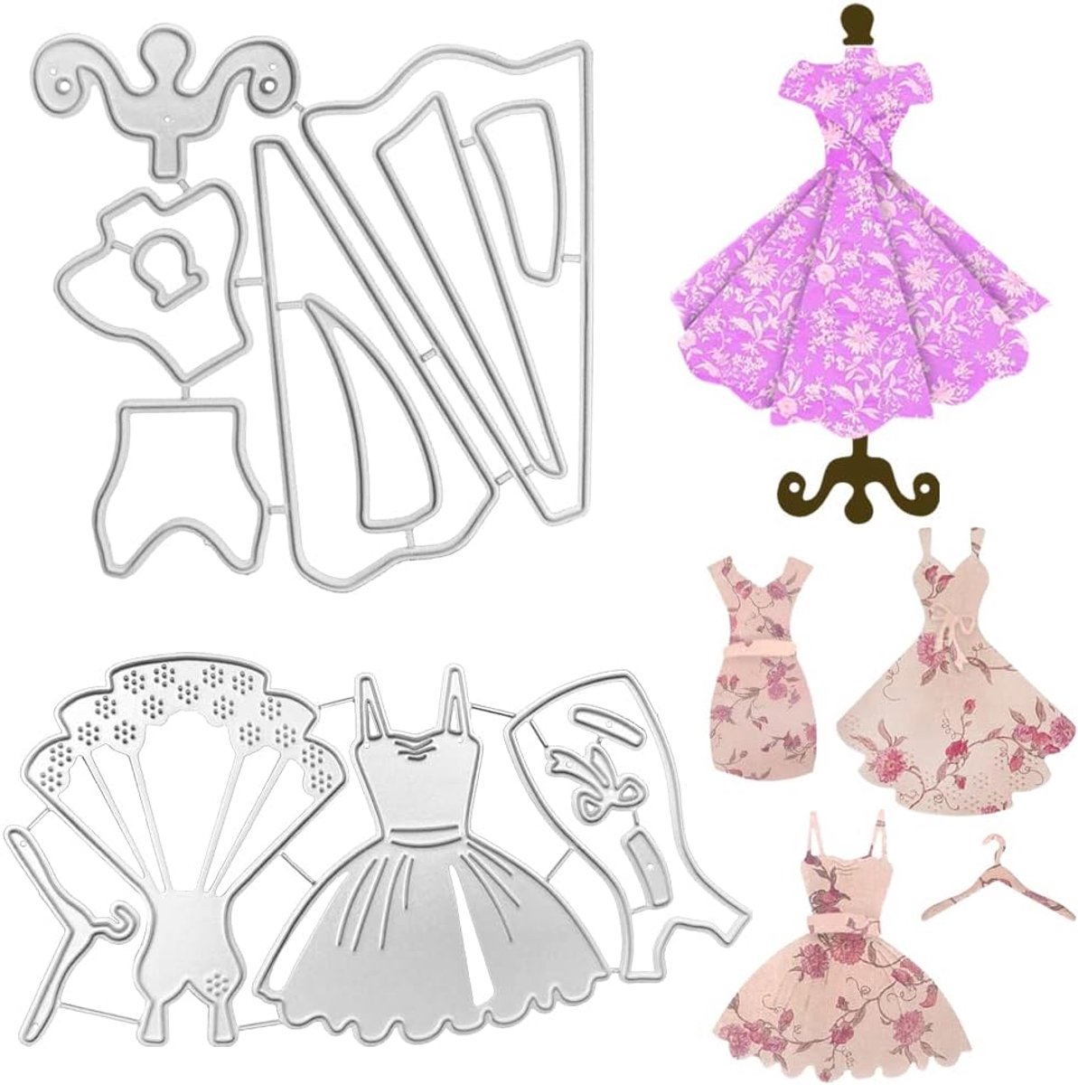 3 Stks Prinses Jurk Metalen Die Cuts voor Vrouwen Meisje, SENHAI Lady Jurk Shirt Bowtie Strik Snijden Dies Cut Stencils voor Kaarten Maken Embossing DIY Scrapbooking Decoratieve
