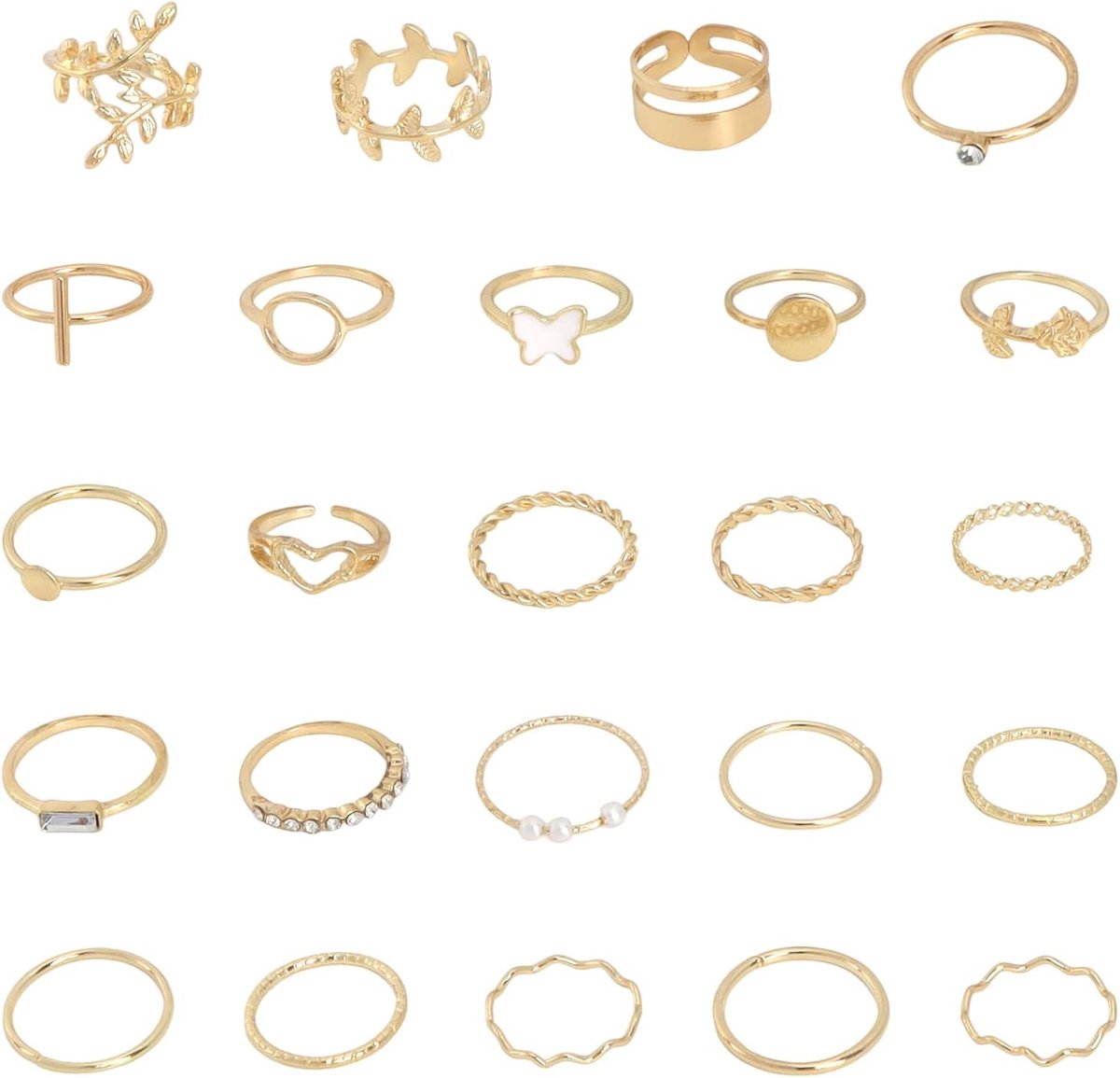 Ringen vrouwen ring set verstelbaar stapelbare open duimringen trendy stapelringen minimalistische vingerringen voor meisjes en vrouwen (goud) (24)