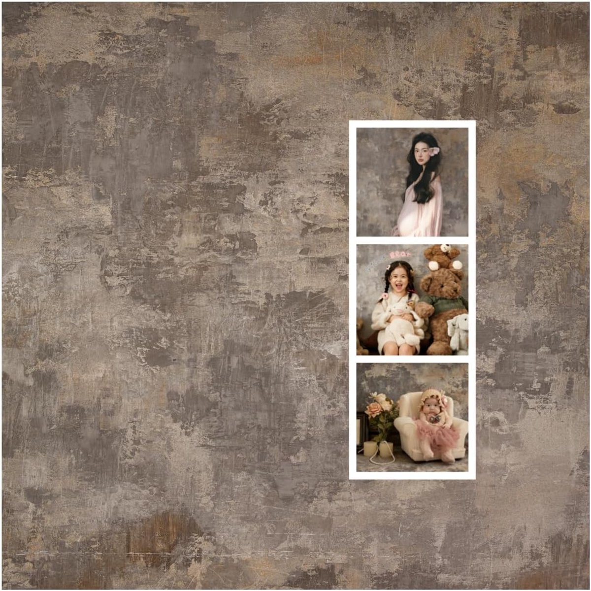3x3m Fotoachtergrond Taupe Shabby Beton Achtergrond voor Fotostudio Canvas Fotoshoot Vintage Portret