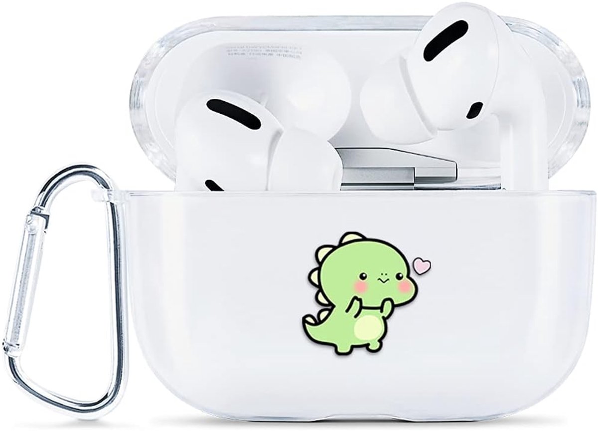 Hoesje Doosje Compatibel Voor Apple Airpods Pro Siliconen Hoesjes Helder Met Ontwerp Hoesje Voorste Led Zichtbaar Draadloos Oplaadbare Transparant Hoesje Dames Met Karabijnhaak