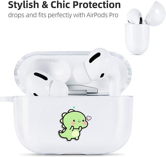 Hoesje Doosje Compatibel Voor Apple Airpods Pro Siliconen Hoesjes Helder Met Ontwerp Hoesje Voorste Led Zichtbaar Draadloos Oplaadbare Transparant Hoesje Dames Met Karabijnhaak van hoesje — afbeelding 5