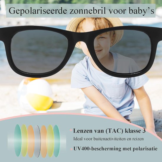 Babyzonnebril voor kinderen van 0-3 jaar, gepolariseerde flexibele montuur voor peuters — afbeelding 5
