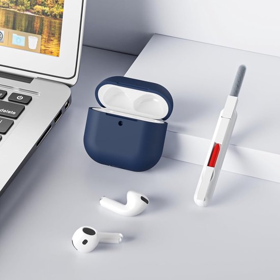 Hoes, compatibel met Airpods 4 2024, led aan de voorkant, zichtbaar, zachte siliconen volledige bescherming, schokbestendig hoesje voor AirPods 4e generatie, met reinigingsset, — afbeelding 5