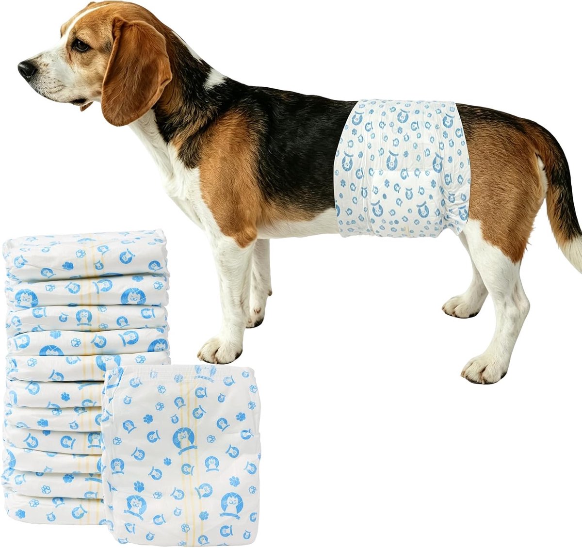 Luiers Voor Mannelijke Honden, 24 Stuks Superabsorberende, Lekvrije, Zachte Huisdierluiers Met Vochtigheidsindicator Voor Opgewonden Plassen, Incontinentie En Loopsheid (L)