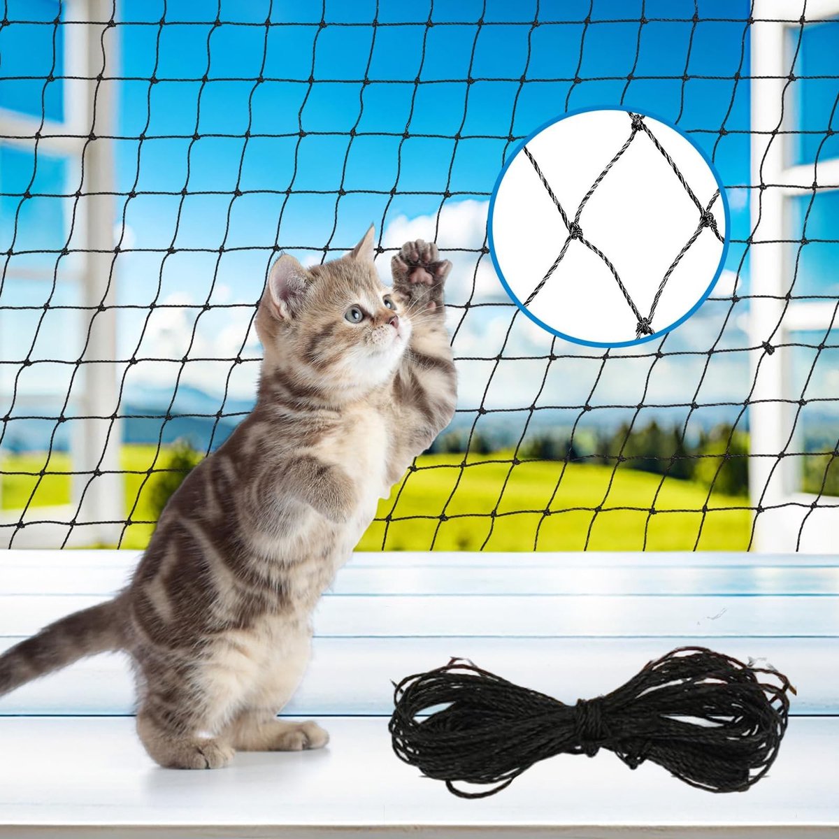 Omgoods - Kattennet voor Balkon met Draadversterking en Eenvoudige Montage
