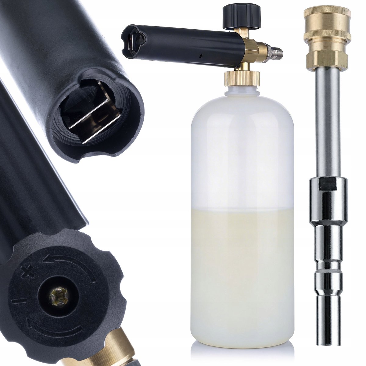 Rosfix Schuimpistool Set Vervanging - 1L Reservoir 1/4" QC Spuitmond - 200bar Regelbaar Schuim - Geschikt voor Kränzle, Nilfisk