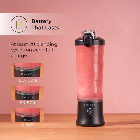 CHiATO blendPLAY Travel Draagbare blender, 600ml, Zwart van Merkloos — afbeelding 4