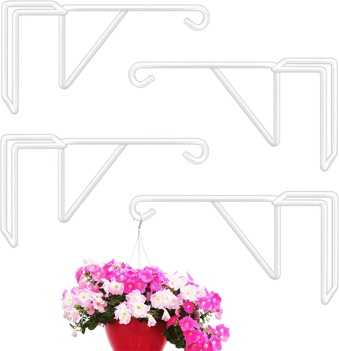 Duurzame Plant Holders voor Vinyl Hekken - 4 Stuks, Geschikt voor Hangplanten, Bloembakken en Tuindecoratie