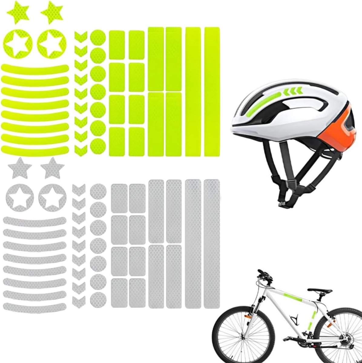Fietsreflector set 84 stuks - witte groene zelfklevende stickers - verhoogde zichtbaarheid - veilig in het donker - SnelShoppen