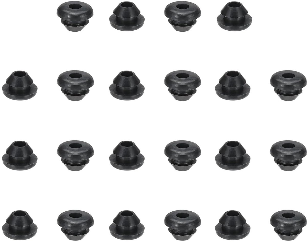 Afdichtingen van siliconenrubber, 22 stuks 3/16 inch (5 mm) boorgat, 1/8 inch (3 mm) binnendiameter Gatkap van rubber voor firewall irrigatiesystemen, zwart