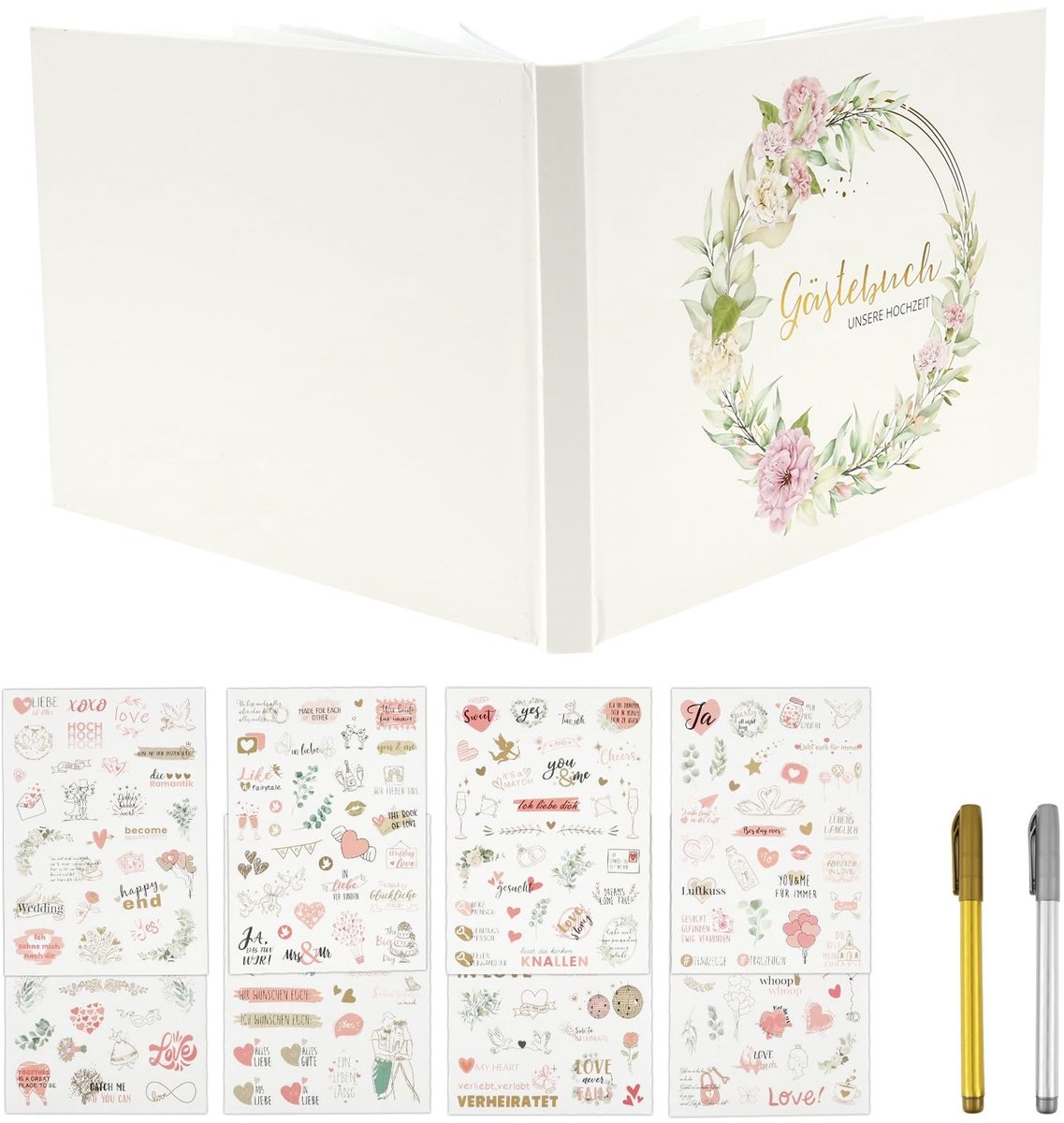 SolidKeus - Elegante Witte Gastenboek met Stickers en Pennen
