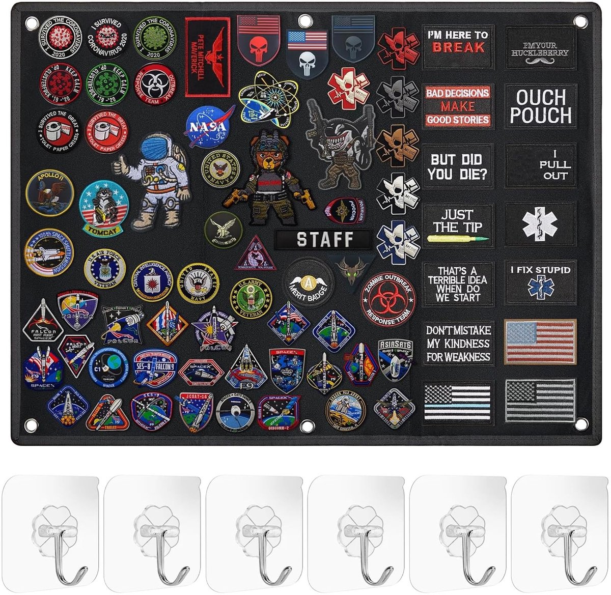SolidKeus - Tactisch Militair Brouwbord voor Patches met 6 Haken