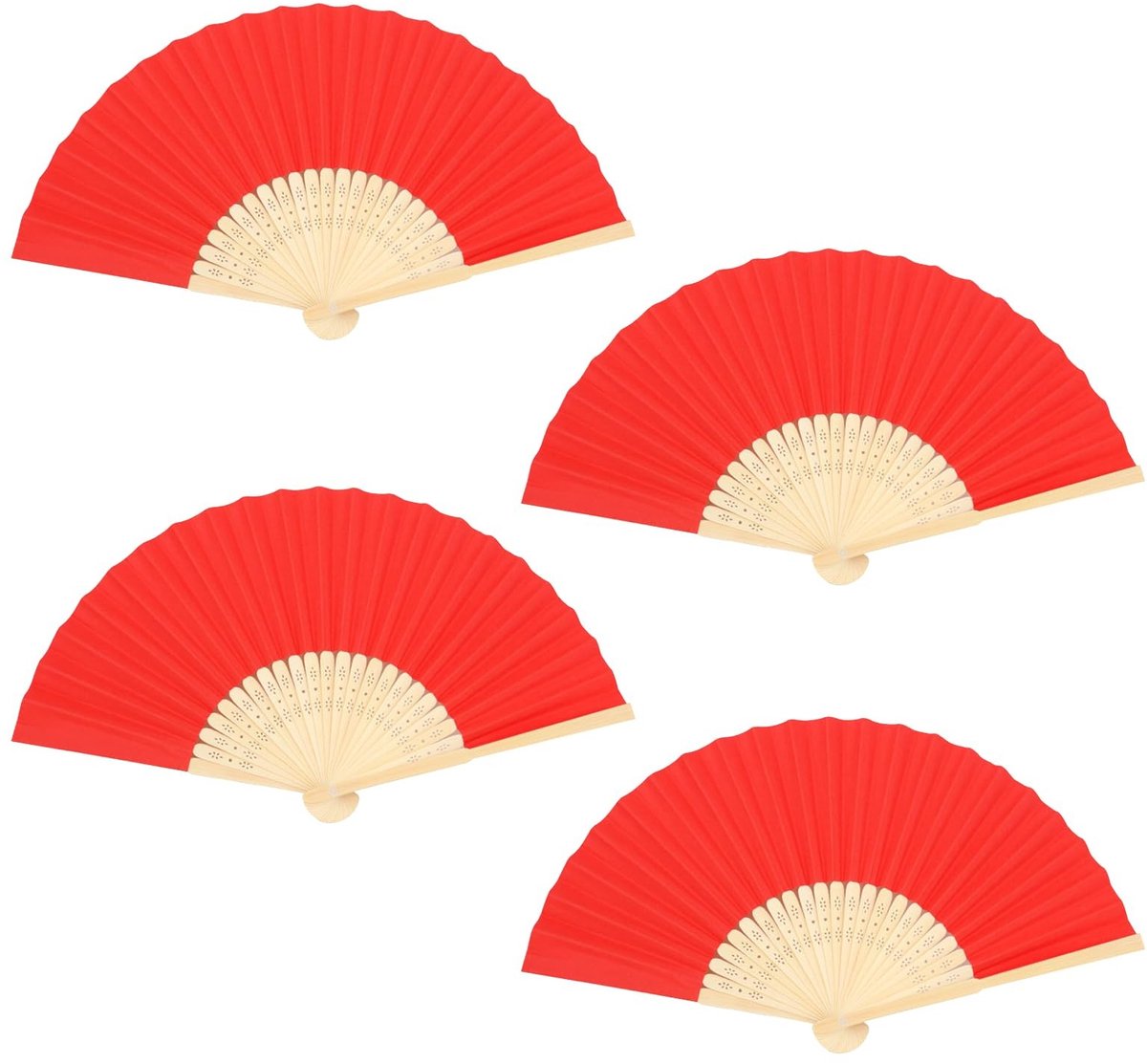 SolidKeus - Set van 4 Vouwbare Hand Fans van Bamboe voor Feesten en Decoraties