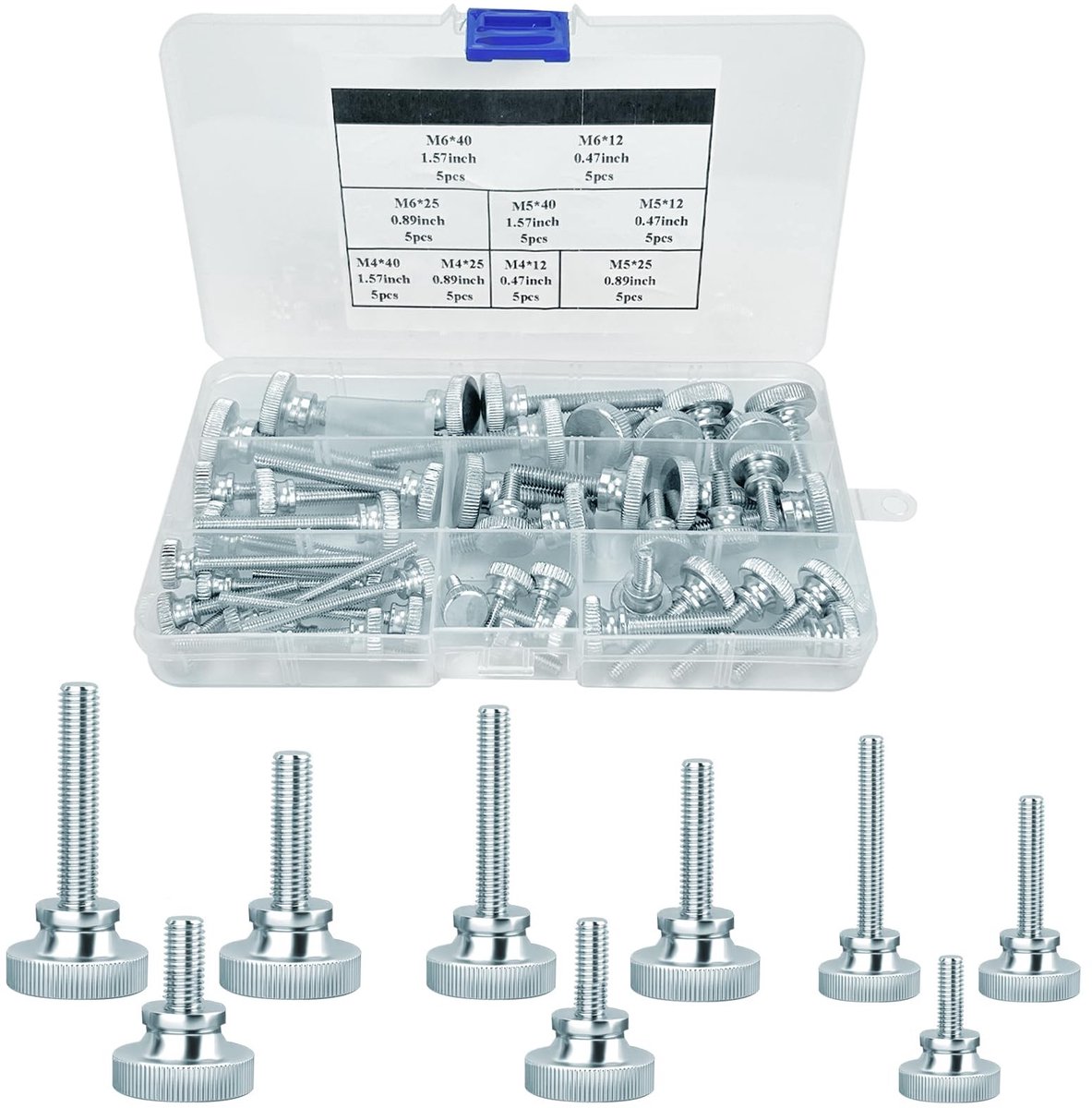 SolidKeus - 45 Stuks Flat Knurled Schroeven M4, M5, M6