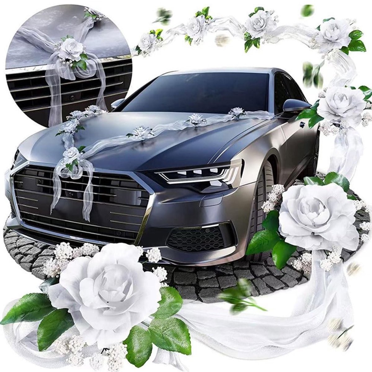 SolidKeus - Bruidsauto Decoratieset met Rozen