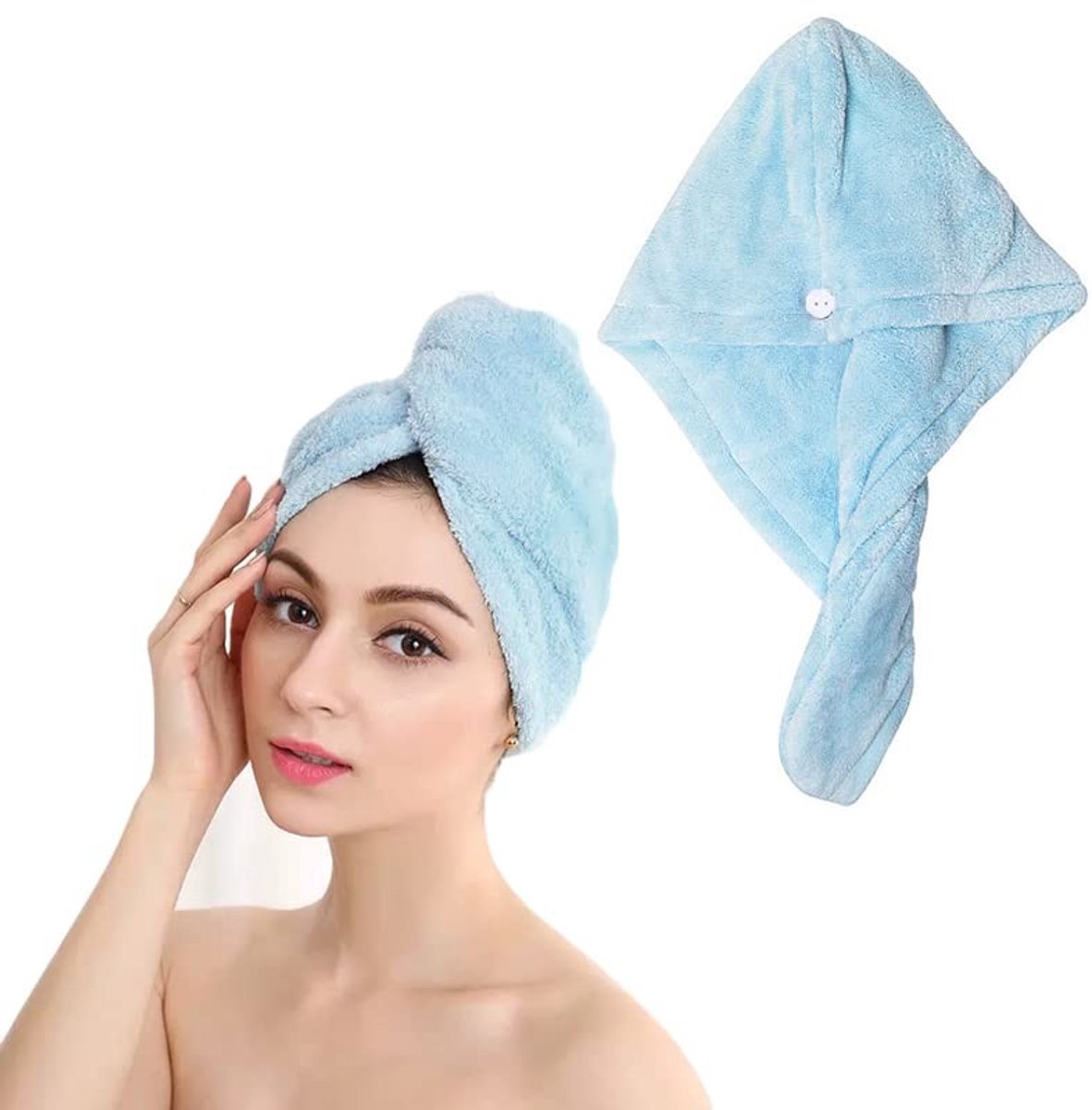 SolidKeus - Microvezel Haar Handdoek Wrap voor Sneldrogen, Grijs