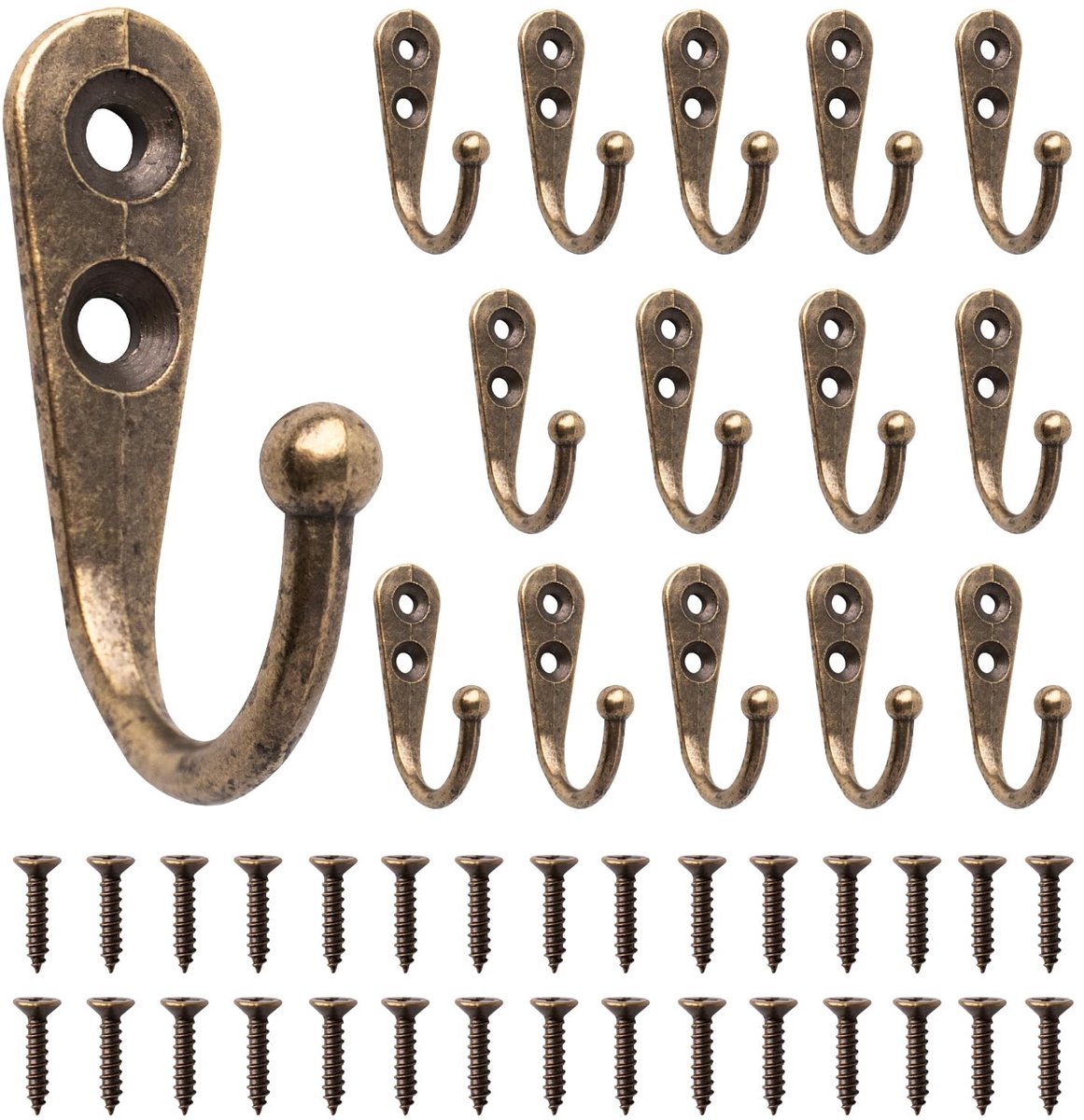 SolidKeus - Set van 15 Retro Wandhaken voor Jassen en Handdoeken
